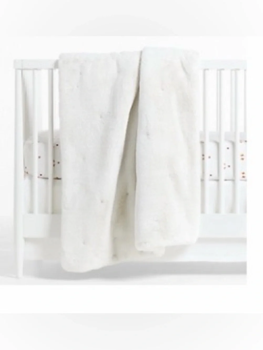 New with tags Crate and Barrel cream faux bunny fur crib baby quilt blanket